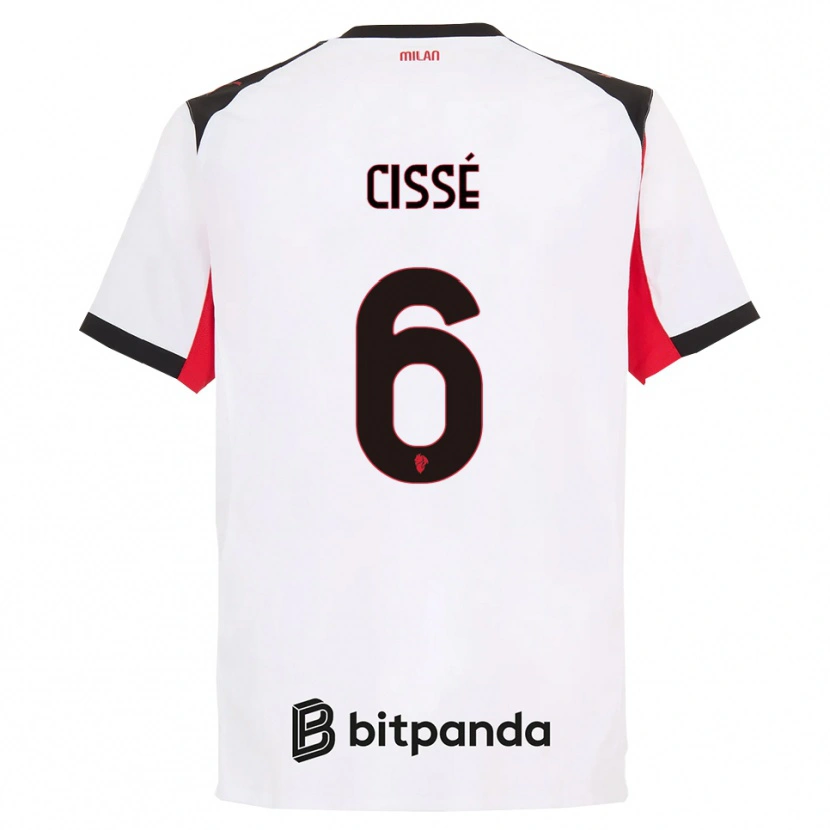 Danxen Män Maiga-Hamadoun Cissé #6 Vit Svart Bortatröja Matchtröjor 2025/26 Tröjor T-Tröja