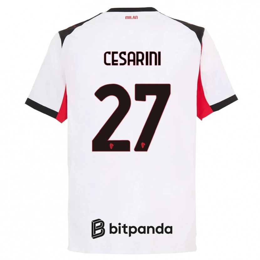 Danxen Män Erin Maria Patrizia Cesarini #27 Vit Svart Bortatröja Matchtröjor 2025/26 Tröjor T-Tröja