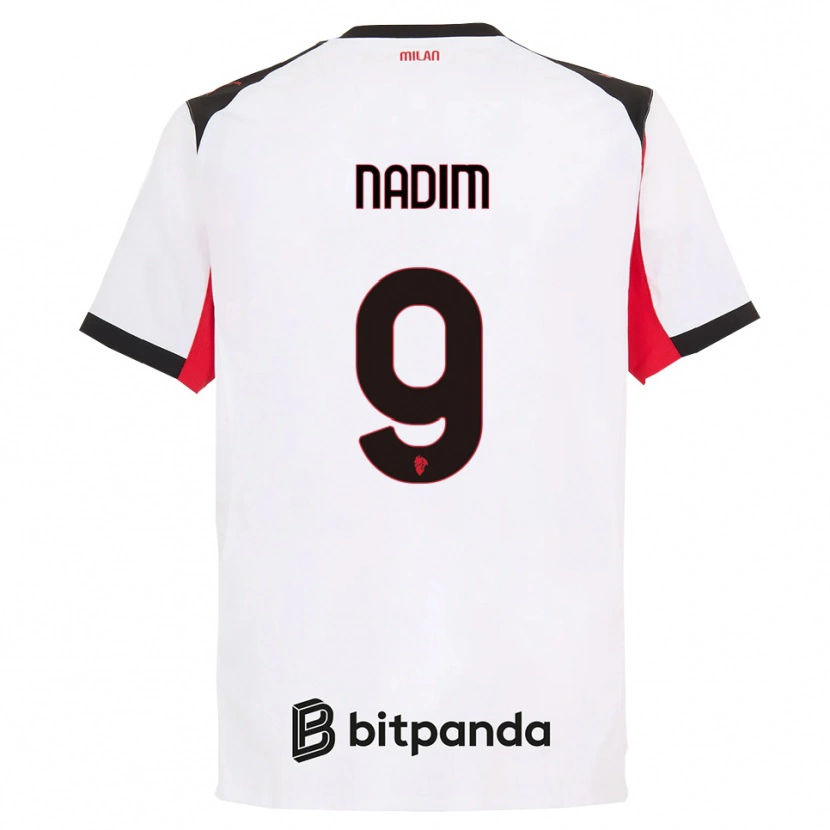 Danxen Män Nadia Nadim #9 Vit Svart Bortatröja Matchtröjor 2025/26 Tröjor T-Tröja