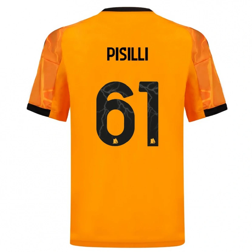 Danxen Män Niccolò Pisilli #61 Orange Svart Bortatröja Matchtröjor 2025/26 Tröjor T-Tröja
