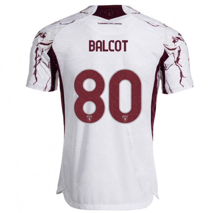 Danxen Män Côme Bianay Balcot #80 Vit Vinröd Bortatröja Matchtröjor 2025/26 Tröjor T-Tröja