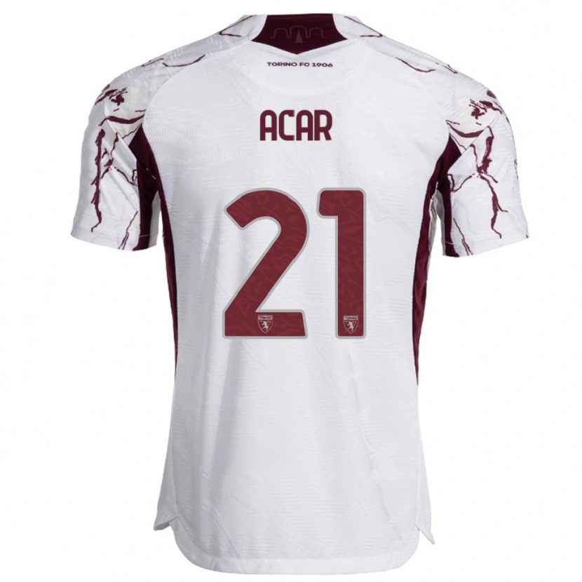Danxen Män Emirhan Acar #21 Vit Vinröd Bortatröja Matchtröjor 2025/26 Tröjor T-Tröja