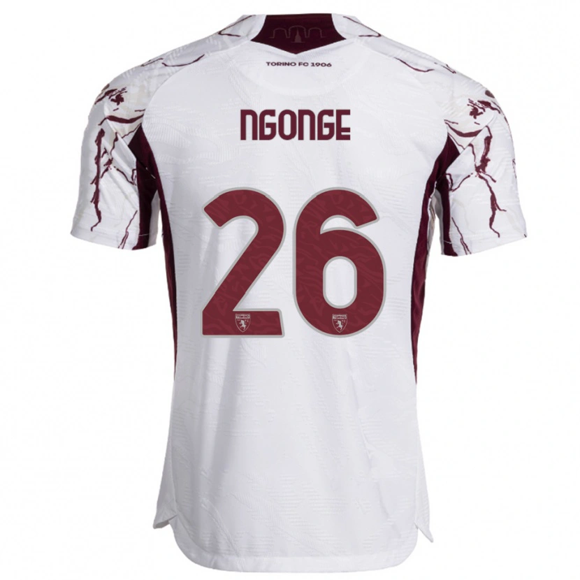 Danxen Män Cyril Ngonge #26 Vit Vinröd Bortatröja Matchtröjor 2025/26 Tröjor T-Tröja