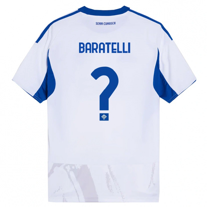 Danxen Män Mattia Baratelli #0 Vit Blå Bortatröja Matchtröjor 2025/26 Tröjor T-Tröja