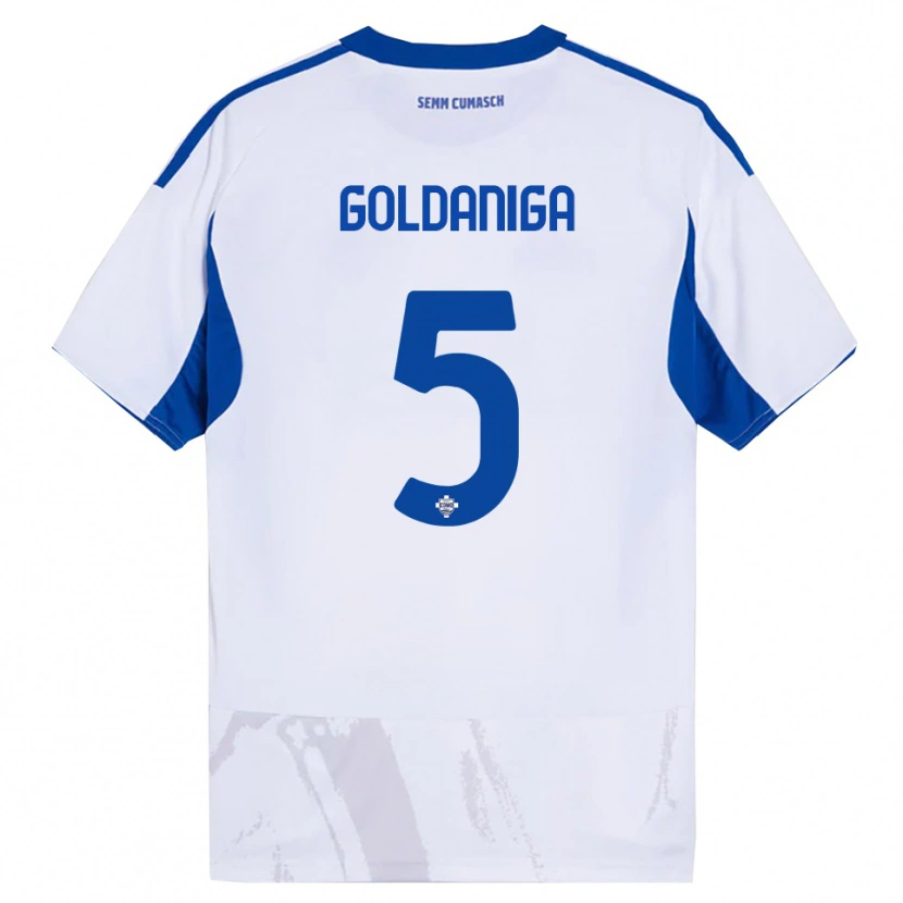 Danxen Män Edoardo Goldaniga #5 Vit Blå Bortatröja Matchtröjor 2025/26 Tröjor T-Tröja