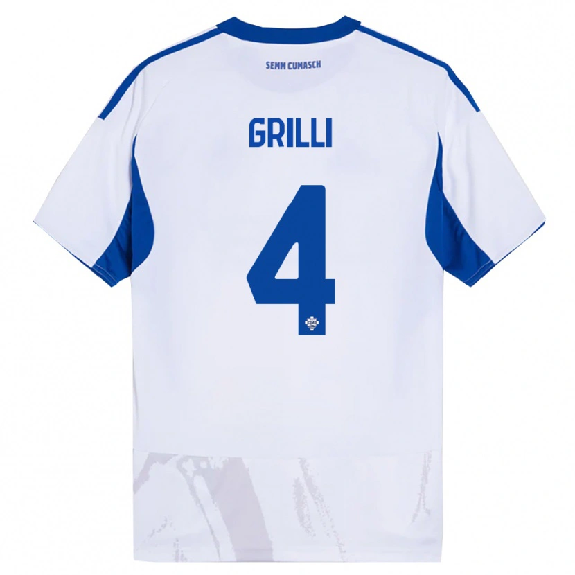 Danxen Män Federico Grilli #4 Vit Blå Bortatröja Matchtröjor 2025/26 Tröjor T-Tröja