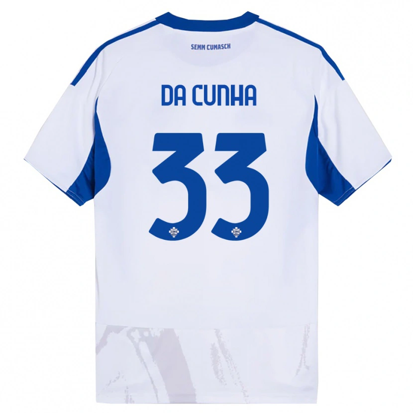 Danxen Män Lucas Da Cunha #33 Vit Blå Bortatröja Matchtröjor 2025/26 Tröjor T-Tröja