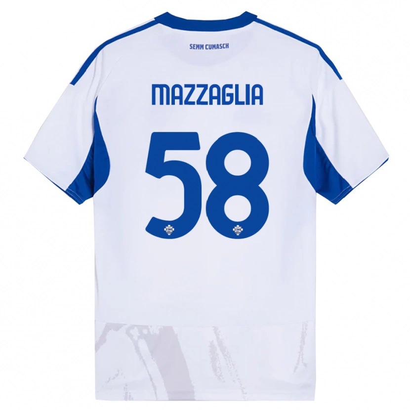 Danxen Män Giuseppe Mazzaglia #58 Vit Blå Bortatröja Matchtröjor 2025/26 Tröjor T-Tröja