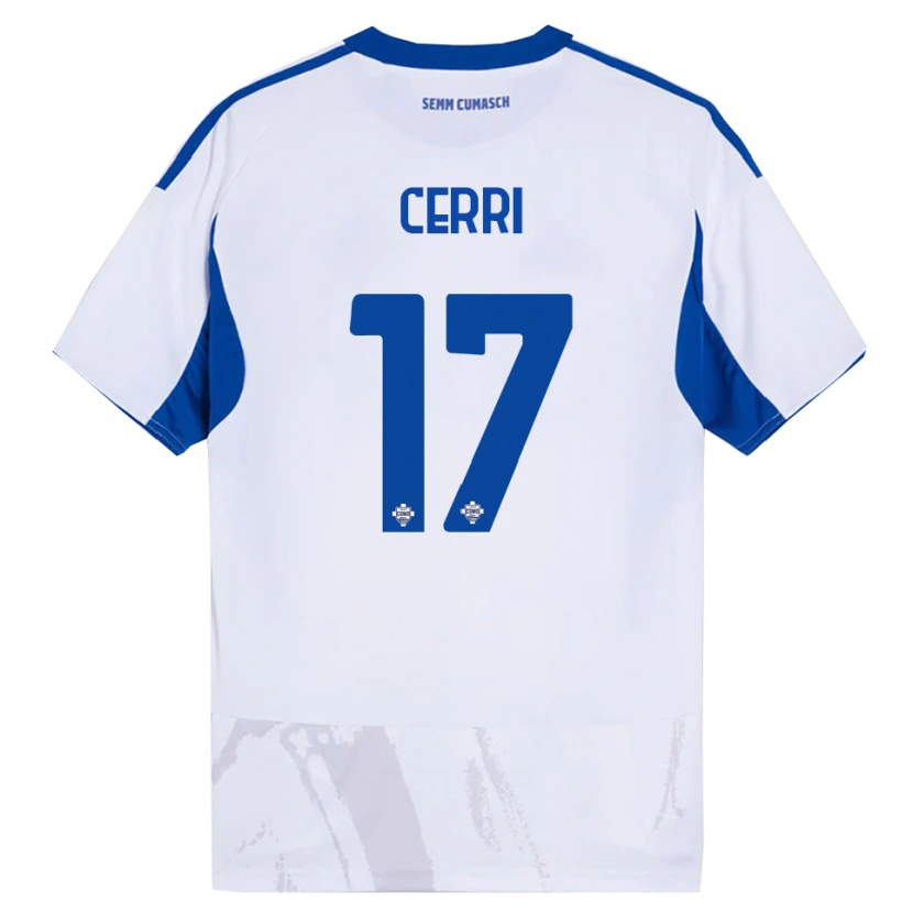 Danxen Män Alberto Cerri #17 Vit Blå Bortatröja Matchtröjor 2025/26 Tröjor T-Tröja