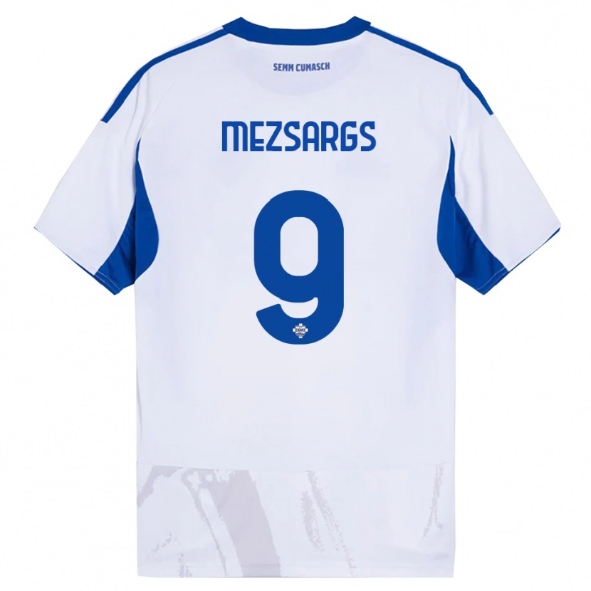 Danxen Män Kristians Mezsargs #9 Vit Blå Bortatröja Matchtröjor 2025/26 Tröjor T-Tröja