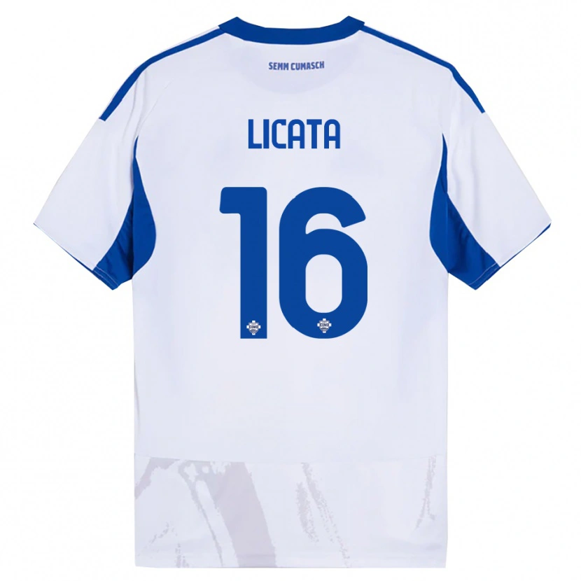 Danxen Män Alessandro Licata #16 Vit Blå Bortatröja Matchtröjor 2025/26 Tröjor T-Tröja