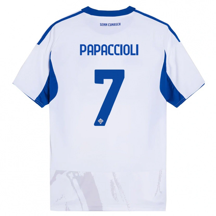 Danxen Män Matteo Papaccioli #7 Vit Blå Bortatröja Matchtröjor 2025/26 Tröjor T-Tröja