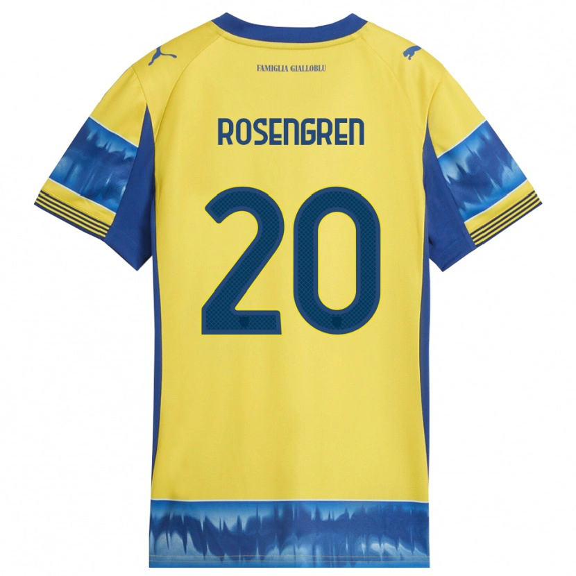 Danxen Män Lukas Rosengren #20 Gul Blå Bortatröja Matchtröjor 2025/26 Tröjor T-Tröja