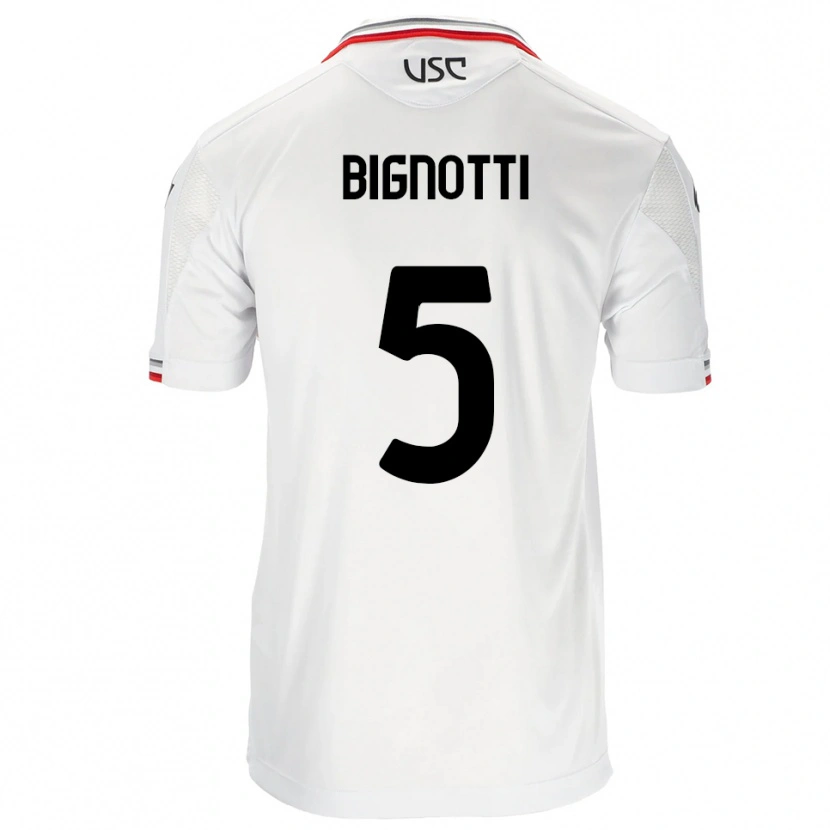 Danxen Män Francesco Bignotti #5 Vit Röd Bortatröja Matchtröjor 2025/26 Tröjor T-Tröja