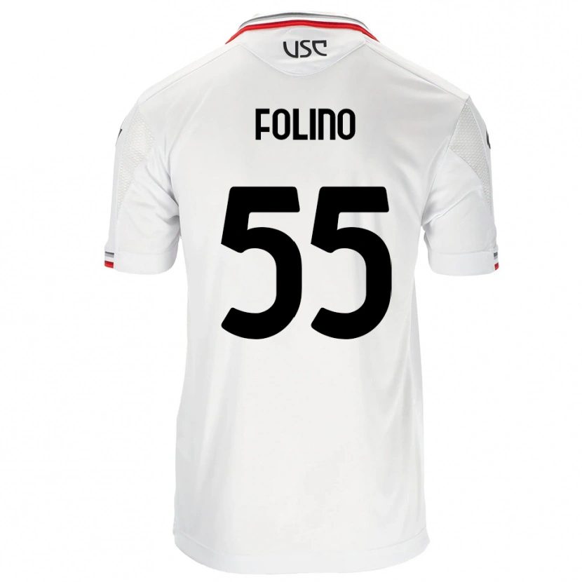 Danxen Män Francesco Folino #55 Vit Röd Bortatröja Matchtröjor 2025/26 Tröjor T-Tröja