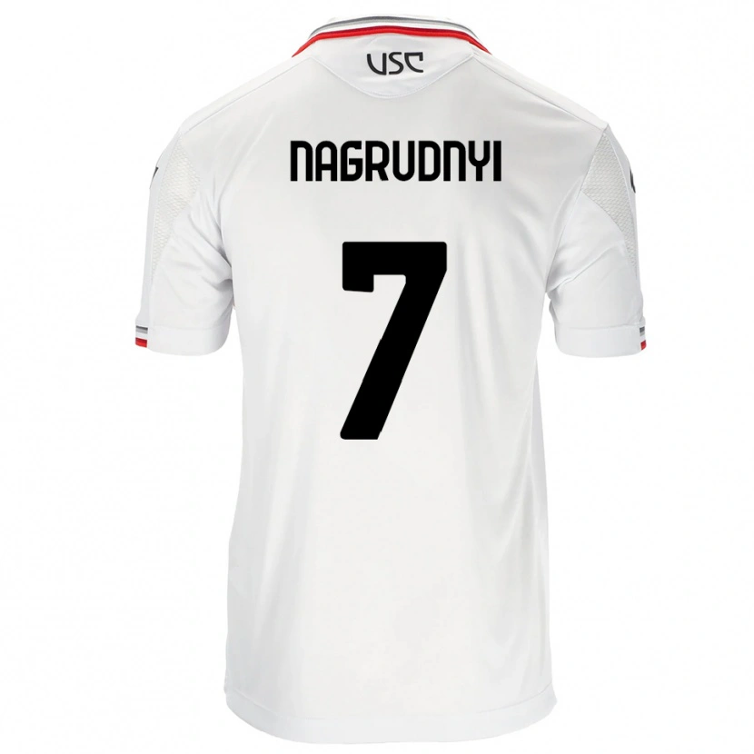 Danxen Män Vladyslav Nagrudnyi #7 Vit Röd Bortatröja Matchtröjor 2025/26 Tröjor T-Tröja