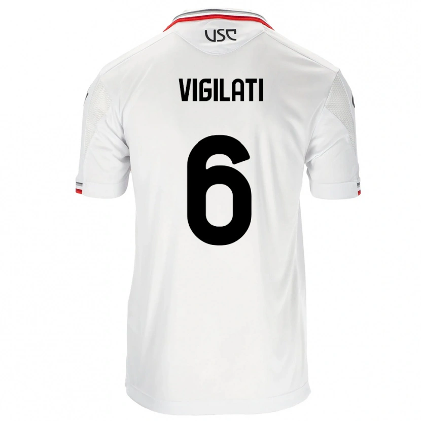 Danxen Män Tommaso Vigilati #6 Vit Röd Bortatröja Matchtröjor 2025/26 Tröjor T-Tröja
