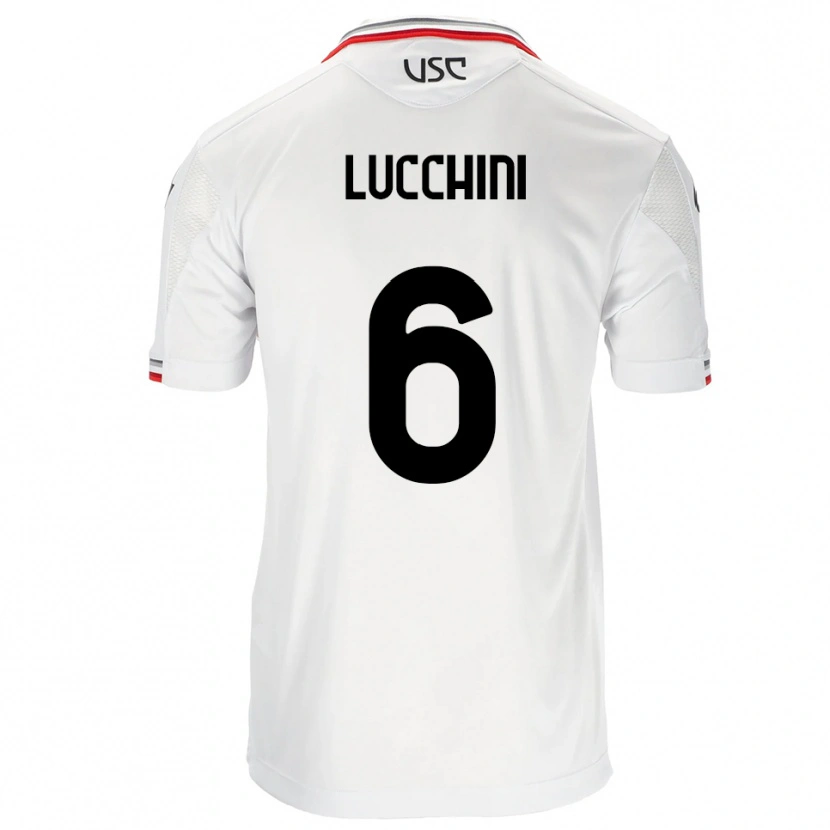 Danxen Män Matteo Lucchini #6 Vit Röd Bortatröja Matchtröjor 2025/26 Tröjor T-Tröja