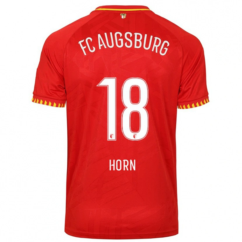 Danxen Män Tobias Horn #18 Röd Gul Bortatröja Matchtröjor 2025/26 Tröjor T-Tröja