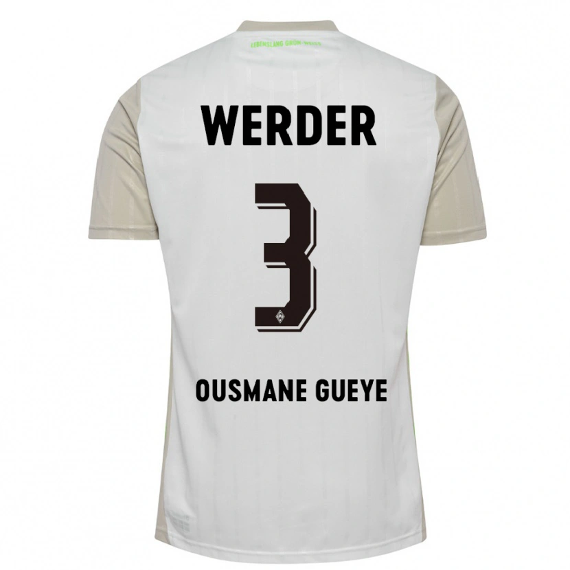 Danxen Män Papa Ousmane Gueye #3 Vit Svart Bortatröja Matchtröjor 2025/26 Tröjor T-Tröja