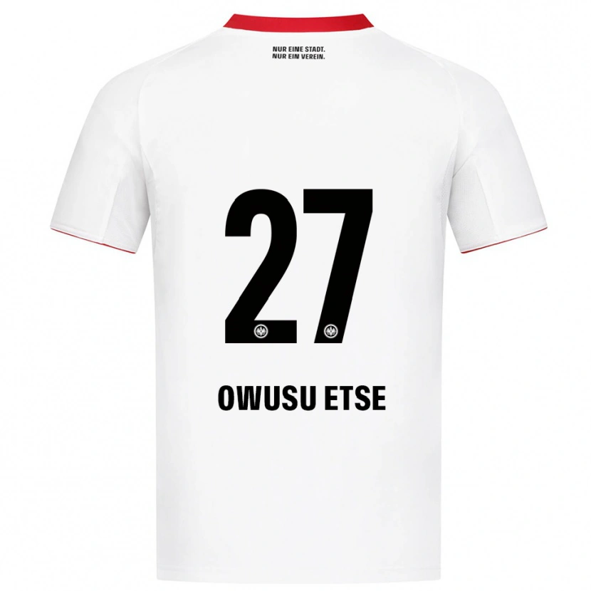 Danxen Män Collin Owusu Etse #27 Vit Röd Bortatröja Matchtröjor 2025/26 Tröjor T-Tröja