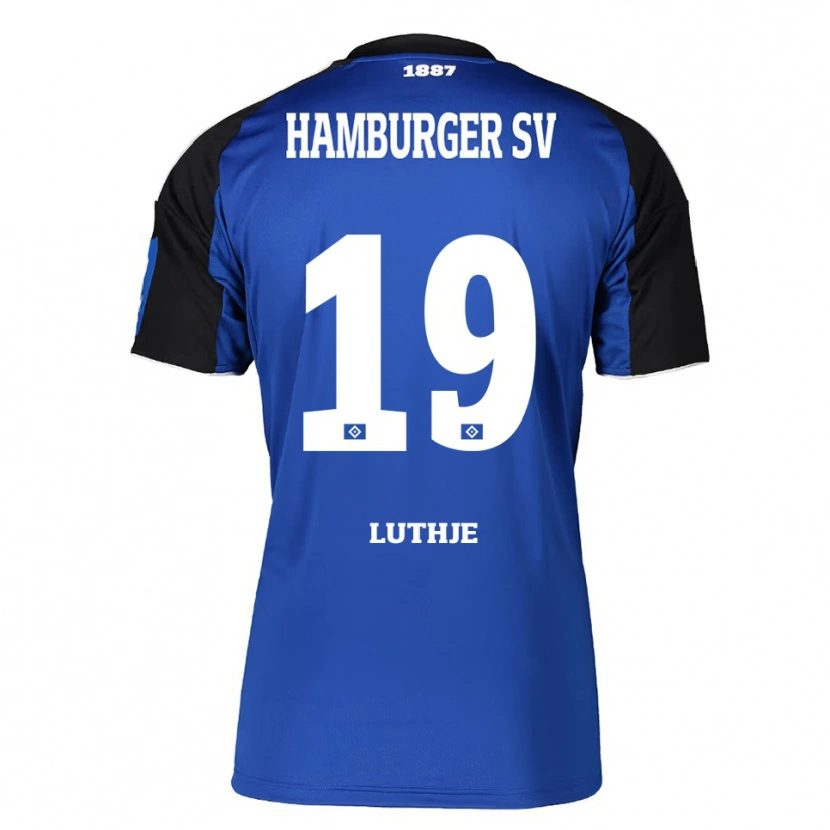 Danxen Män Niel Lüthje #19 Blå Svart Bortatröja Matchtröjor 2025/26 Tröjor T-Tröja