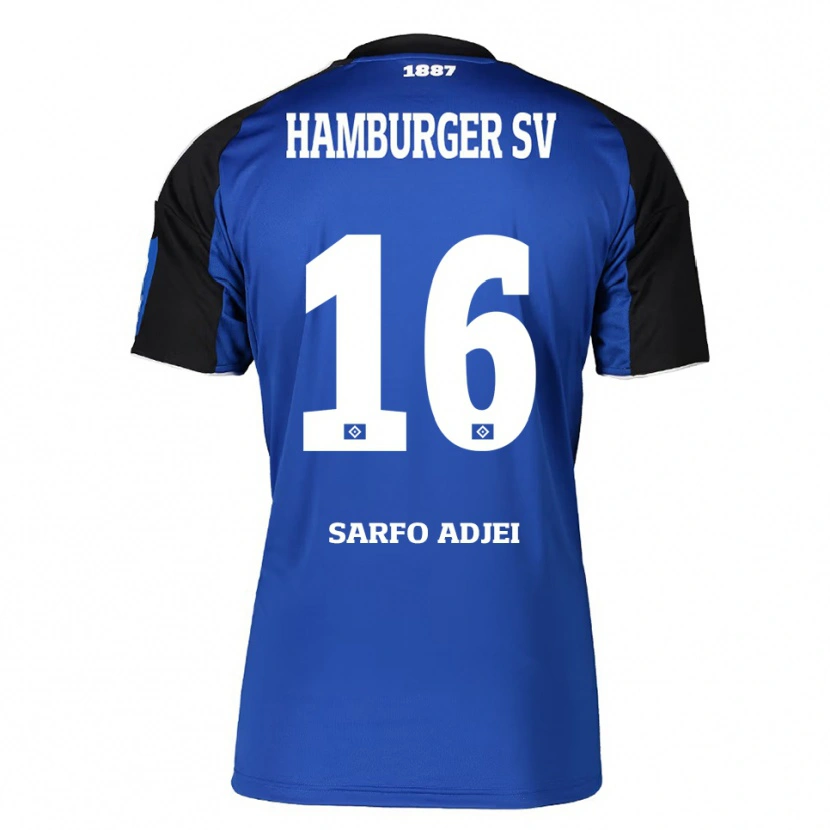 Danxen Män Maximilian Sarfo-Adjei #16 Blå Svart Bortatröja Matchtröjor 2025/26 Tröjor T-Tröja