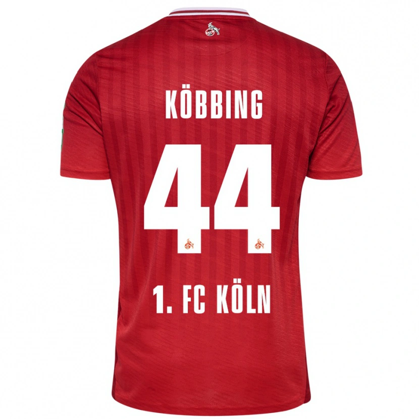 Danxen Män Matthias Köbbing #44 Röd Vit Bortatröja Matchtröjor 2025/26 Tröjor T-Tröja