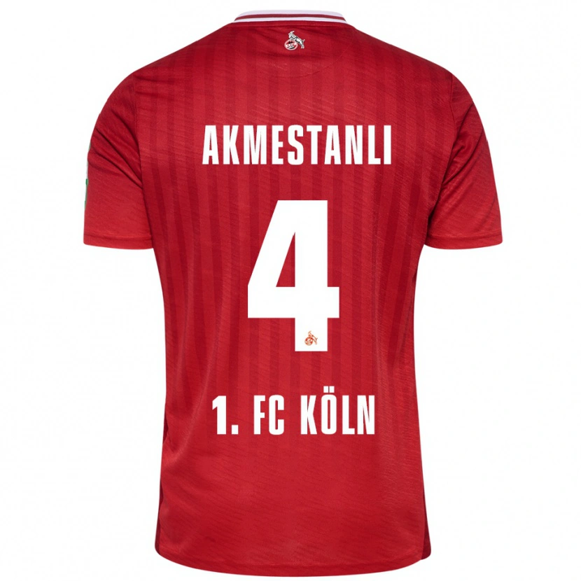 Danxen Män Teoman Akmestanli #4 Röd Vit Bortatröja Matchtröjor 2025/26 Tröjor T-Tröja
