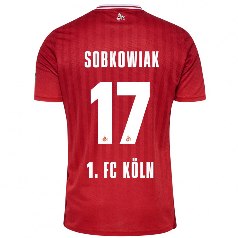 Danxen Män Jannis Sobkowiak #17 Röd Vit Bortatröja Matchtröjor 2025/26 Tröjor T-Tröja