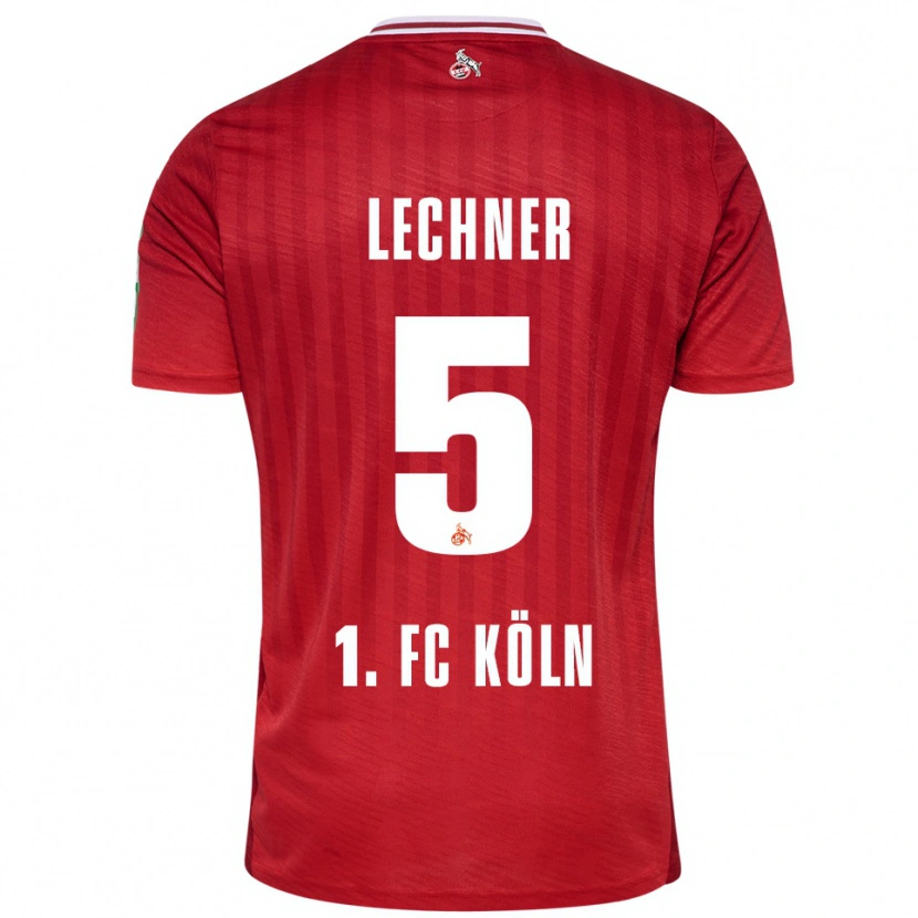 Danxen Män Luca Lechner #5 Röd Vit Bortatröja Matchtröjor 2025/26 Tröjor T-Tröja