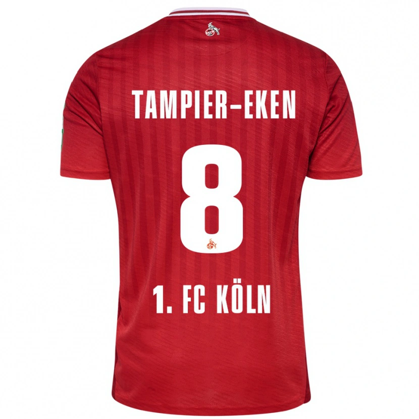 Danxen Män Pierre Tampier-Eken #8 Röd Vit Bortatröja Matchtröjor 2025/26 Tröjor T-Tröja