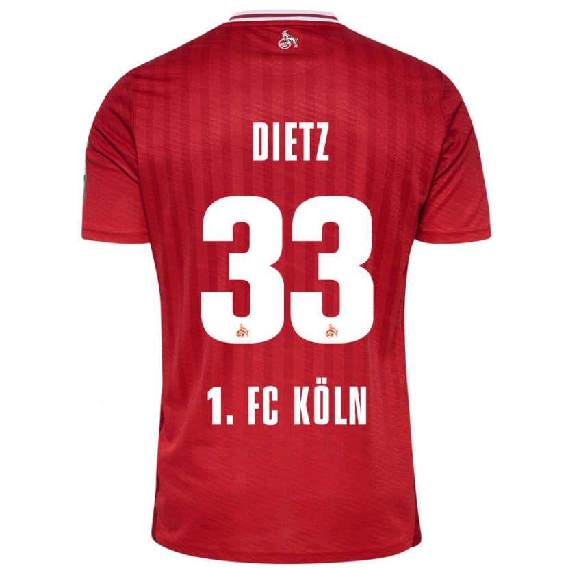 Danxen Män Florian Dietz #33 Röd Vit Bortatröja Matchtröjor 2025/26 Tröjor T-Tröja