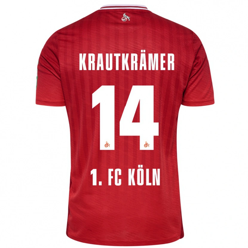 Danxen Män Jakob Krautkrämer #14 Röd Vit Bortatröja Matchtröjor 2025/26 Tröjor T-Tröja