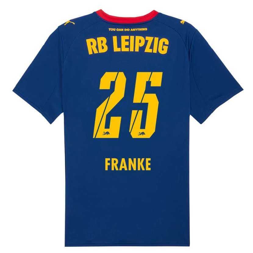 Danxen Män Lenny Franke #25 Marinblå Röd Bortatröja Matchtröjor 2025/26 Tröjor T-Tröja