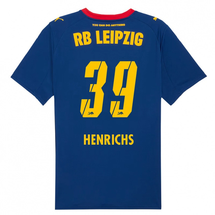 Danxen Män Benjamin Henrichs #39 Marinblå Röd Bortatröja Matchtröjor 2025/26 Tröjor T-Tröja