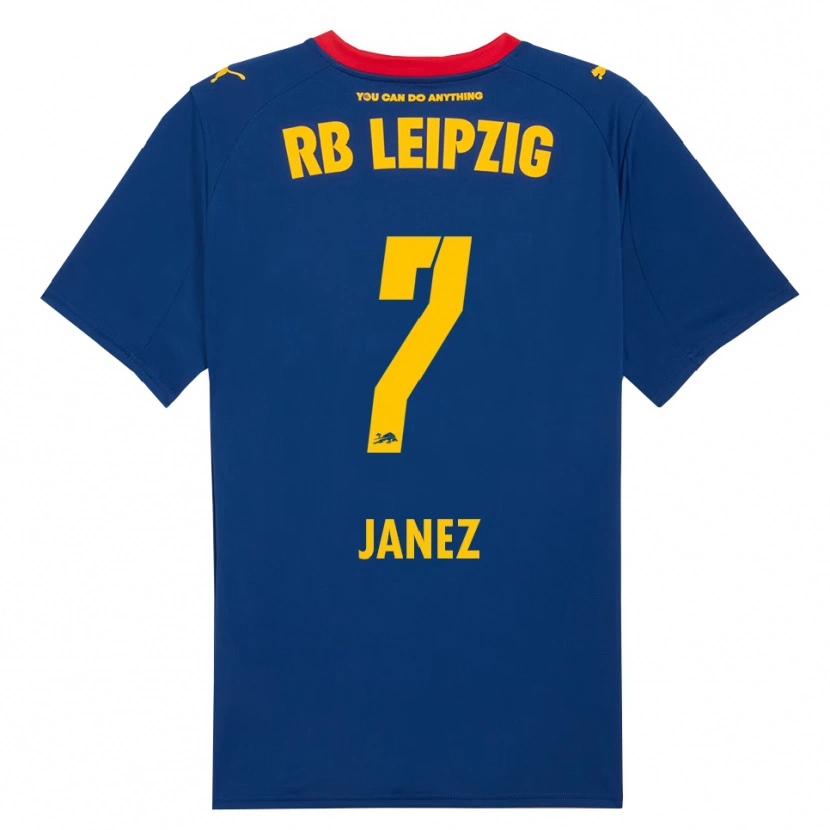 Danxen Män Korina Lara Janež #7 Marinblå Röd Bortatröja Matchtröjor 2025/26 Tröjor T-Tröja