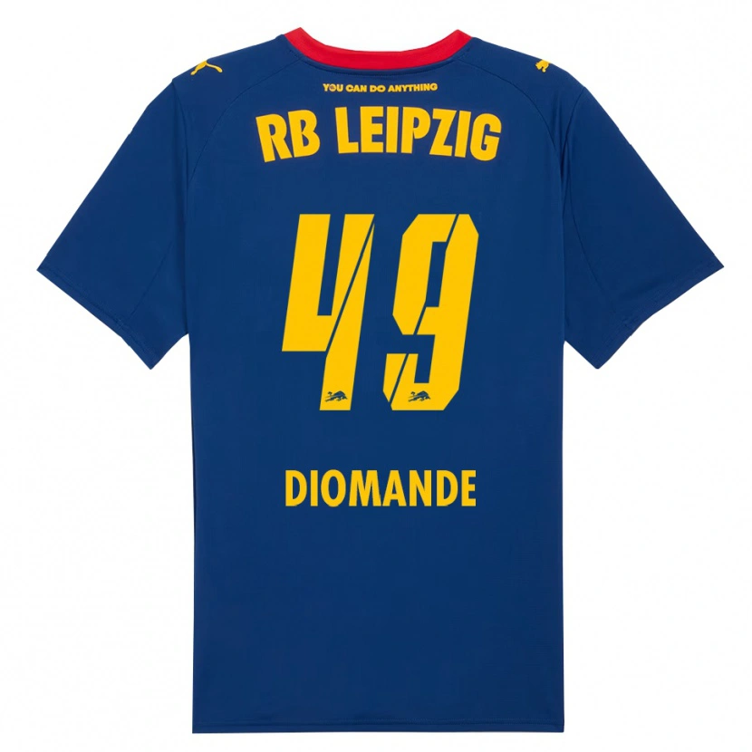 Danxen Män Yan Diomande #49 Marinblå Röd Bortatröja Matchtröjor 2025/26 Tröjor T-Tröja