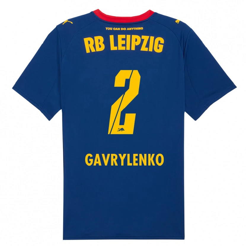 Danxen Män Oleksandr Gavrylenko #2 Marinblå Röd Bortatröja Matchtröjor 2025/26 Tröjor T-Tröja