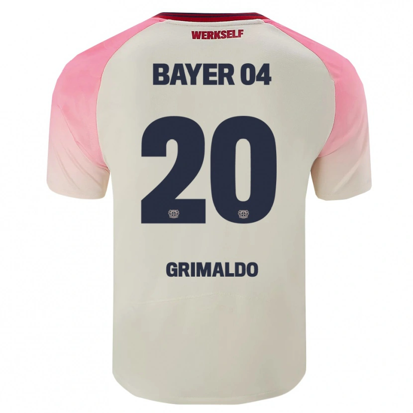Danxen Män Alejandro Grimaldo #20 Rosa Off-White Bortatröja Matchtröjor 2025/26 Tröjor T-Tröja