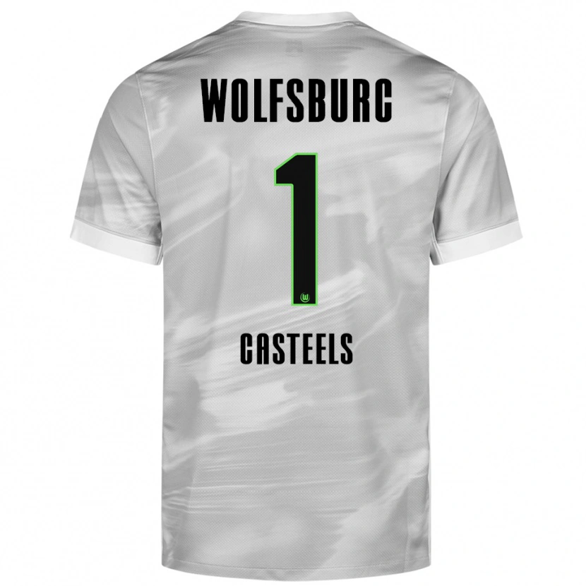 Danxen Män Koen Casteels #1 Grå Vit Bortatröja Matchtröjor 2025/26 Tröjor T-Tröja