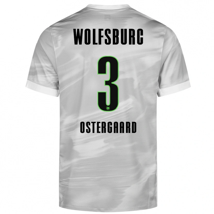 Danxen Män Christian Östergaard #3 Grå Vit Bortatröja Matchtröjor 2025/26 Tröjor T-Tröja