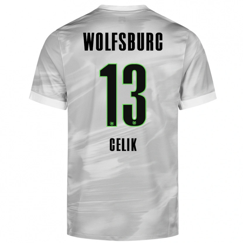 Danxen Män Dennis Celik #13 Grå Vit Bortatröja Matchtröjor 2025/26 Tröjor T-Tröja