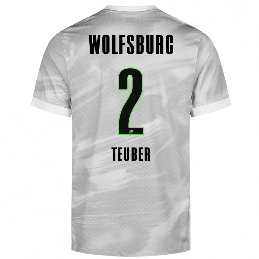 Danxen Män Julius Teuber #2 Grå Vit Bortatröja Matchtröjor 2025/26 Tröjor T-Tröja