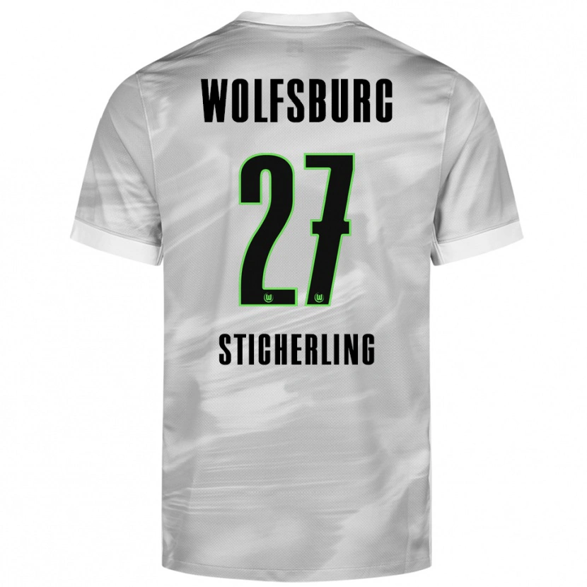 Danxen Män Carl-Anton Sticherling #27 Grå Vit Bortatröja Matchtröjor 2025/26 Tröjor T-Tröja