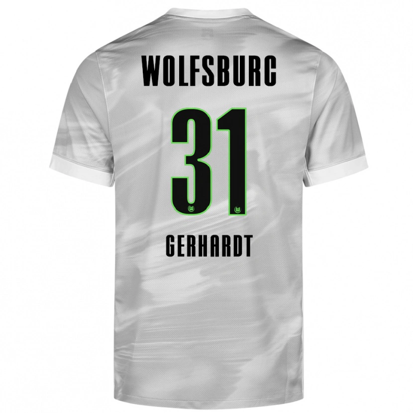 Danxen Män Yannick Gerhardt #31 Grå Vit Bortatröja Matchtröjor 2025/26 Tröjor T-Tröja