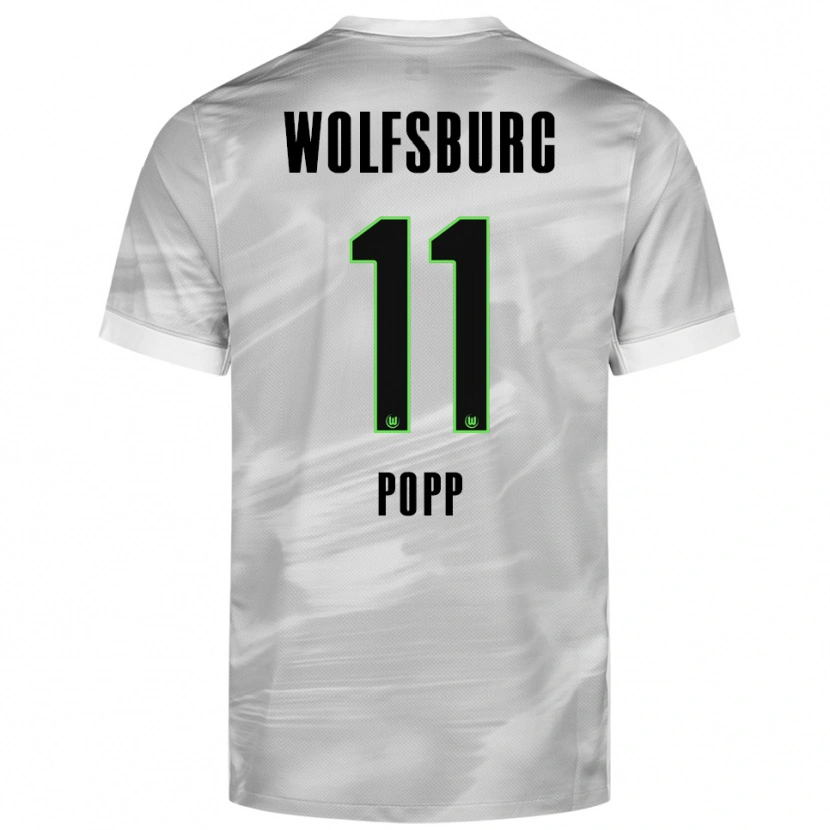 Danxen Män Alexandra Popp #11 Grå Vit Bortatröja Matchtröjor 2025/26 Tröjor T-Tröja