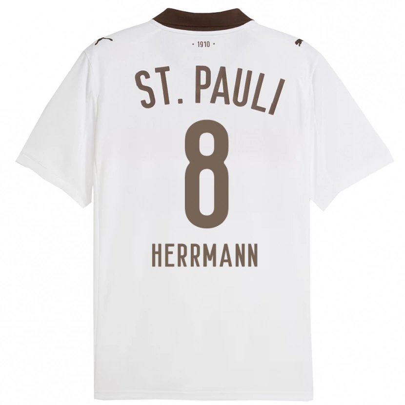 Danxen Män Max Herrmann #8 Vit Röd Bortatröja Matchtröjor 2025/26 Tröjor T-Tröja