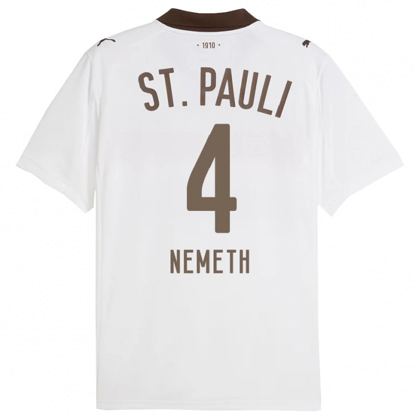 Danxen Män David Nemeth #4 Vit Röd Bortatröja Matchtröjor 2025/26 Tröjor T-Tröja