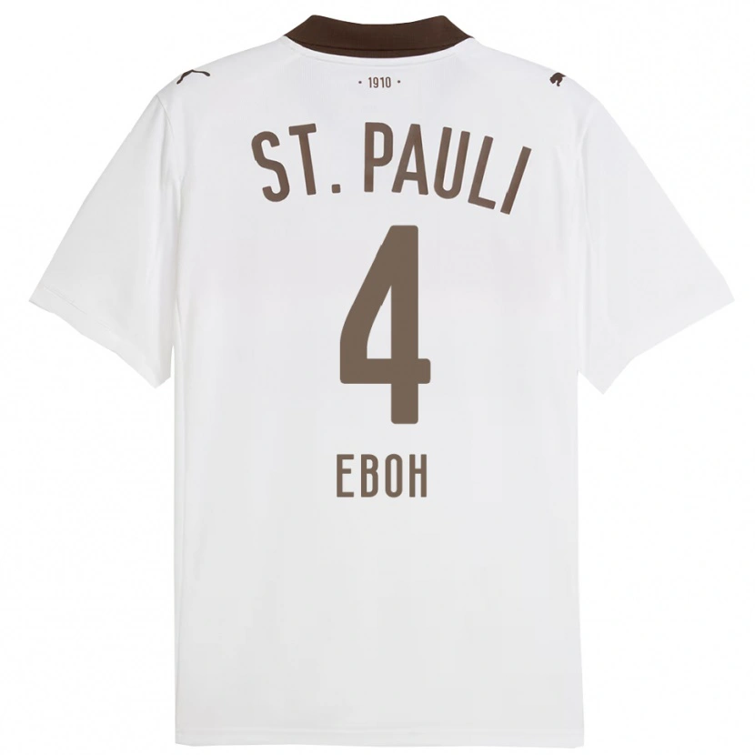 Danxen Män Emmanuel Eboh #4 Vit Röd Bortatröja Matchtröjor 2025/26 Tröjor T-Tröja